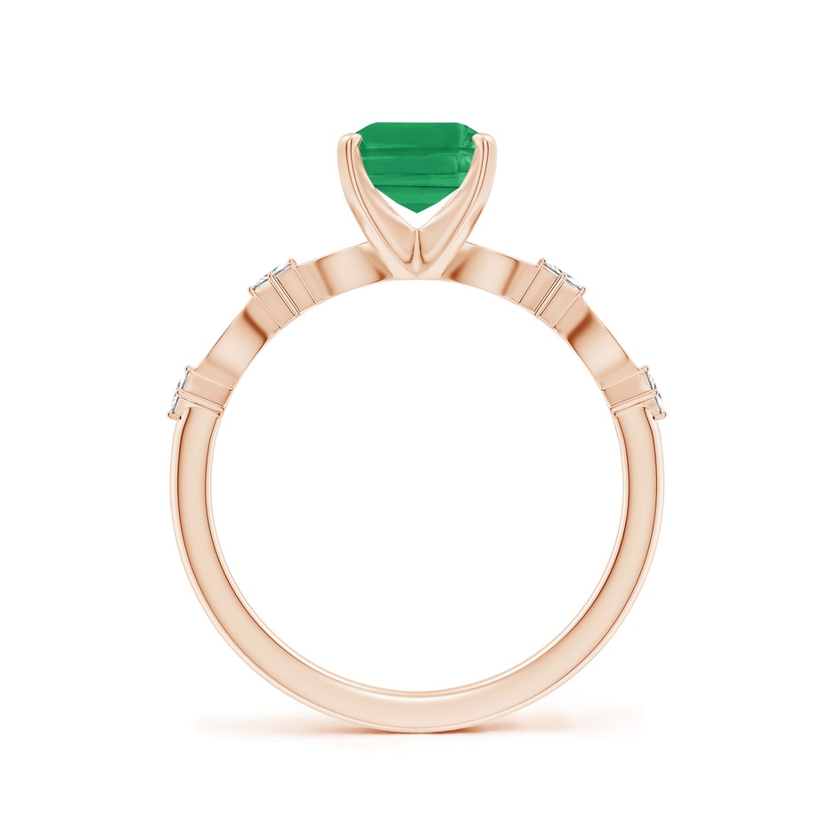 8x6mm A Emerald-Cut Emerald Engagement Ring with Marquise Motifs in Rose Gold side 199
