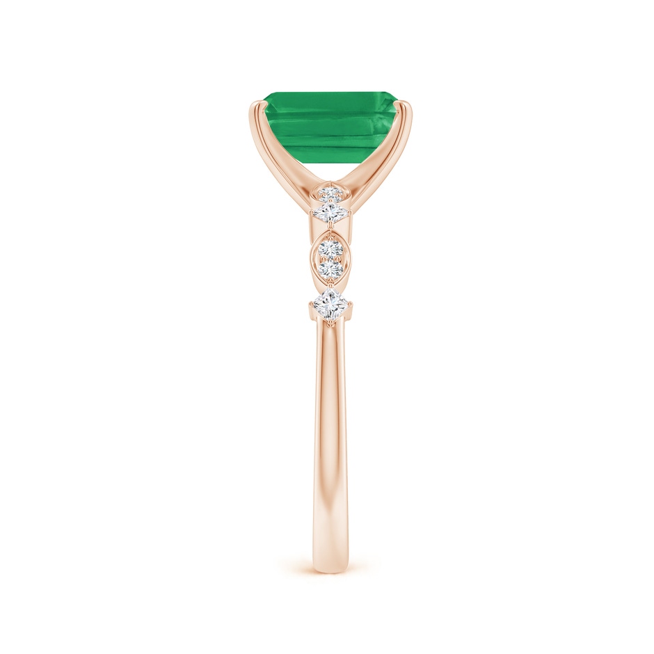 8x6mm A Emerald-Cut Emerald Engagement Ring with Marquise Motifs in Rose Gold side 299