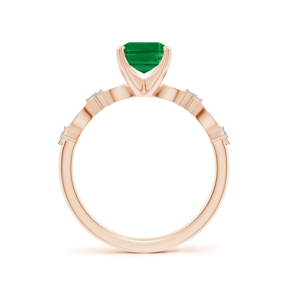 8x6mm AAA Emerald-Cut Emerald Engagement Ring with Marquise Motifs in Rose Gold side 199