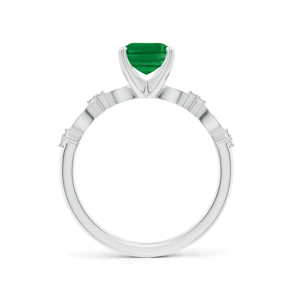 8x6mm AAA Emerald-Cut Emerald Engagement Ring with Marquise Motifs in White Gold side 199