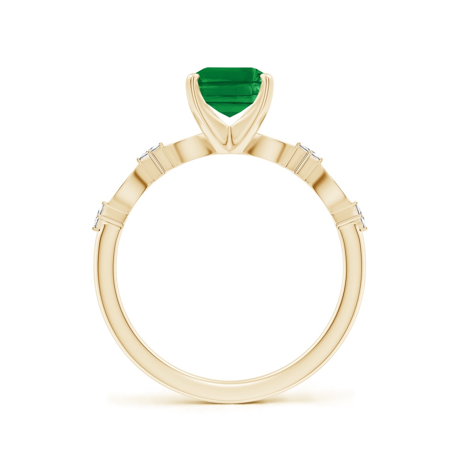 8x6mm AAA Emerald-Cut Emerald Engagement Ring with Marquise Motifs in Yellow Gold side 199