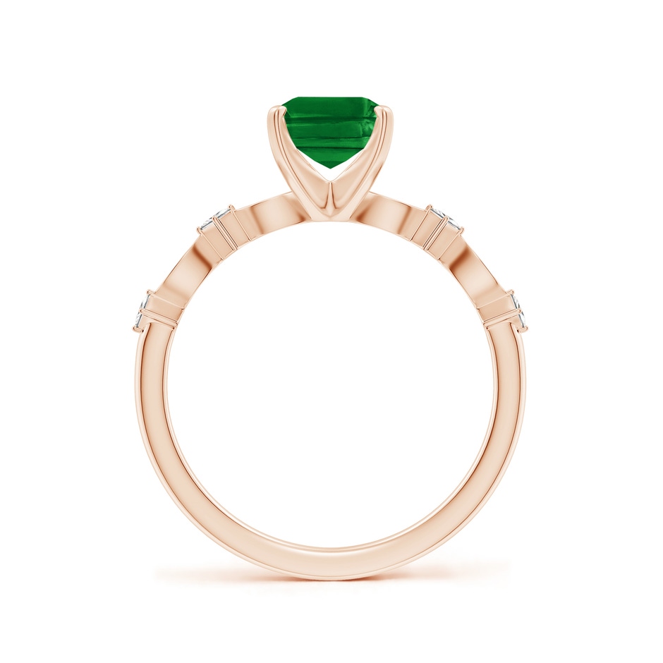 8x6mm AAAA Emerald-Cut Emerald Engagement Ring with Marquise Motifs in Rose Gold side 199