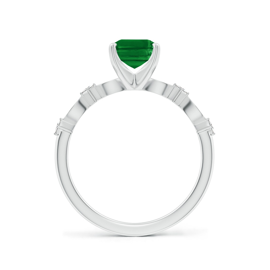 8x6mm AAAA Emerald-Cut Emerald Engagement Ring with Marquise Motifs in White Gold side 199