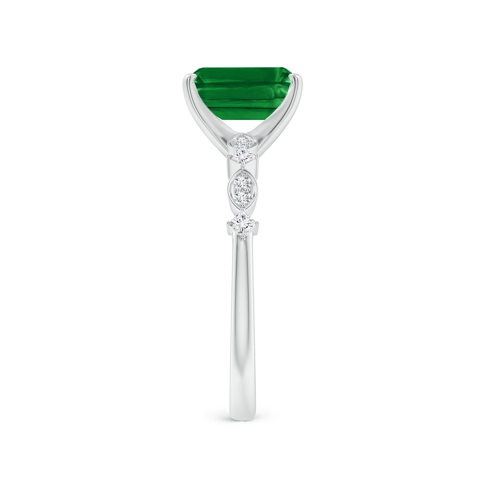 8x6mm AAAA Emerald-Cut Emerald Engagement Ring with Marquise Motifs in White Gold side 299