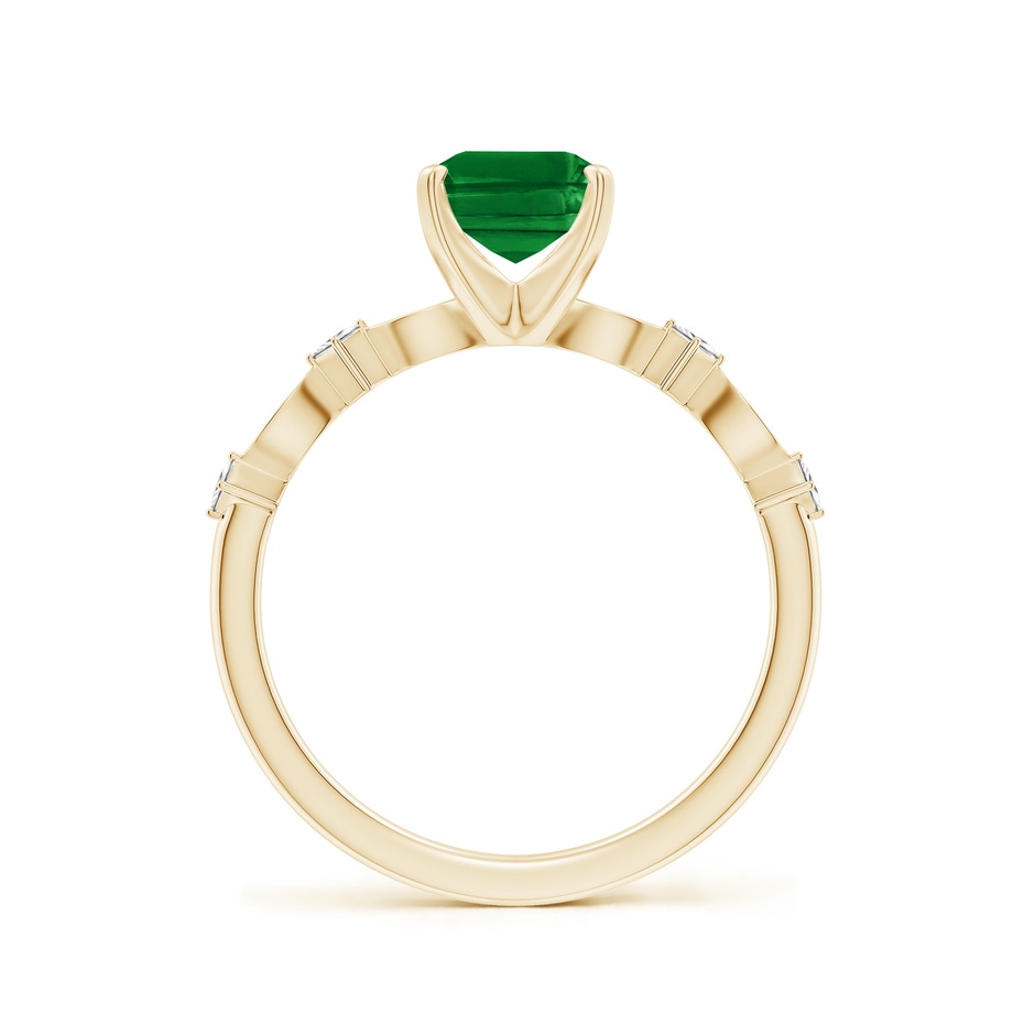 8x6mm AAAA Emerald-Cut Emerald Engagement Ring with Marquise Motifs in Yellow Gold side 199