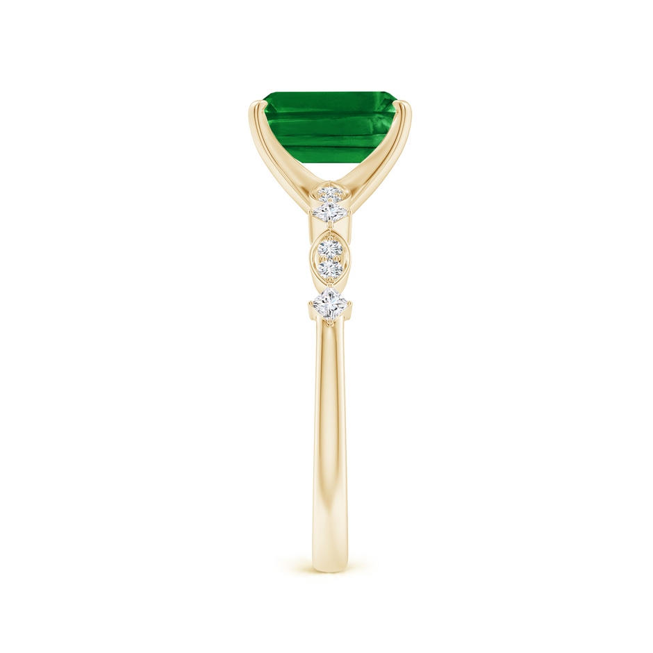 8x6mm AAAA Emerald-Cut Emerald Engagement Ring with Marquise Motifs in Yellow Gold side 299
