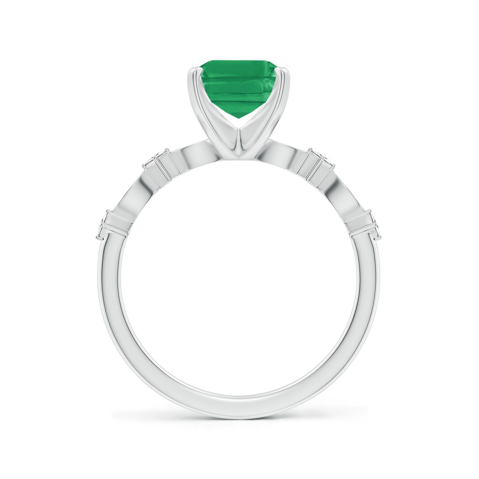 9x7mm A Emerald-Cut Emerald Engagement Ring with Marquise Motifs in P950 Platinum side 199