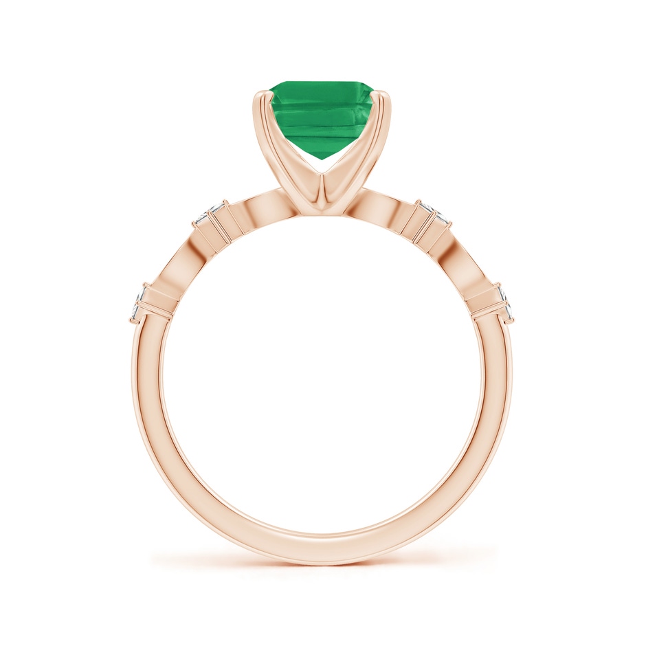 9x7mm A Emerald-Cut Emerald Engagement Ring with Marquise Motifs in Rose Gold side 199