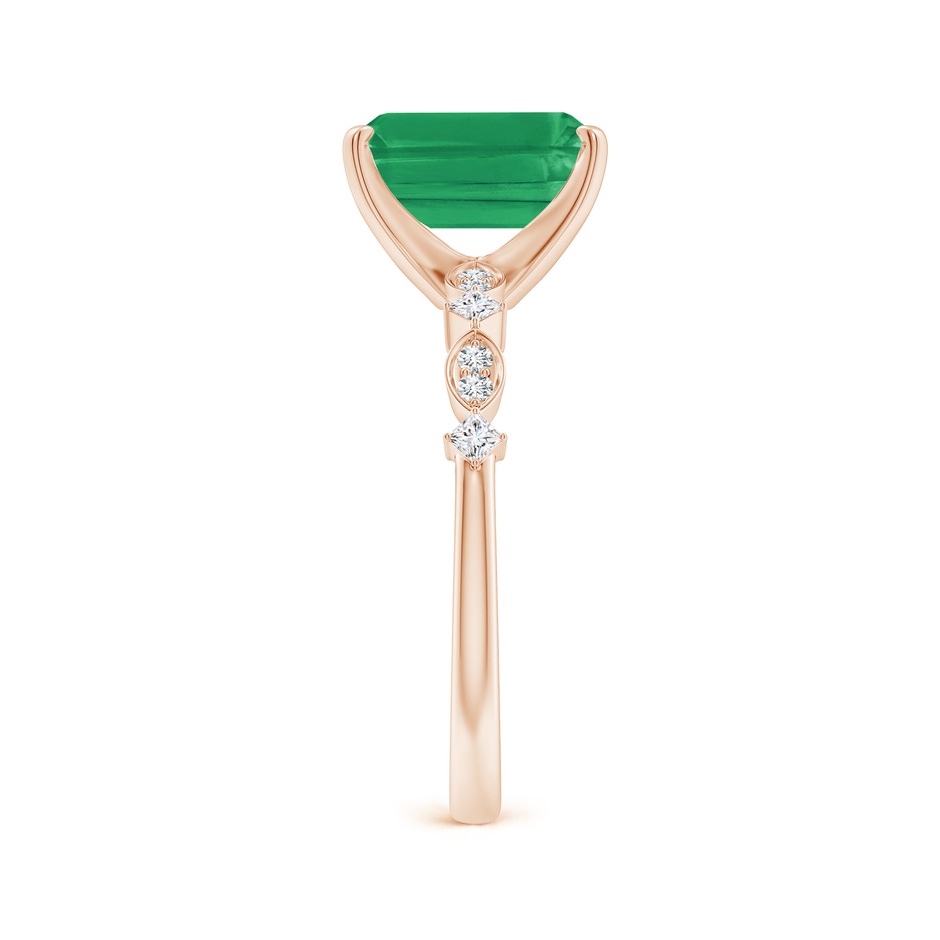 9x7mm A Emerald-Cut Emerald Engagement Ring with Marquise Motifs in Rose Gold side 299