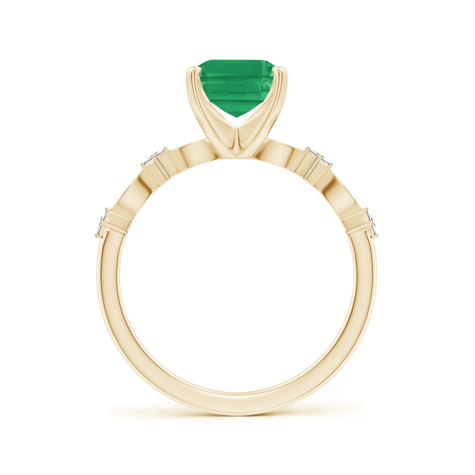 9x7mm A Emerald-Cut Emerald Engagement Ring with Marquise Motifs in Yellow Gold side 199