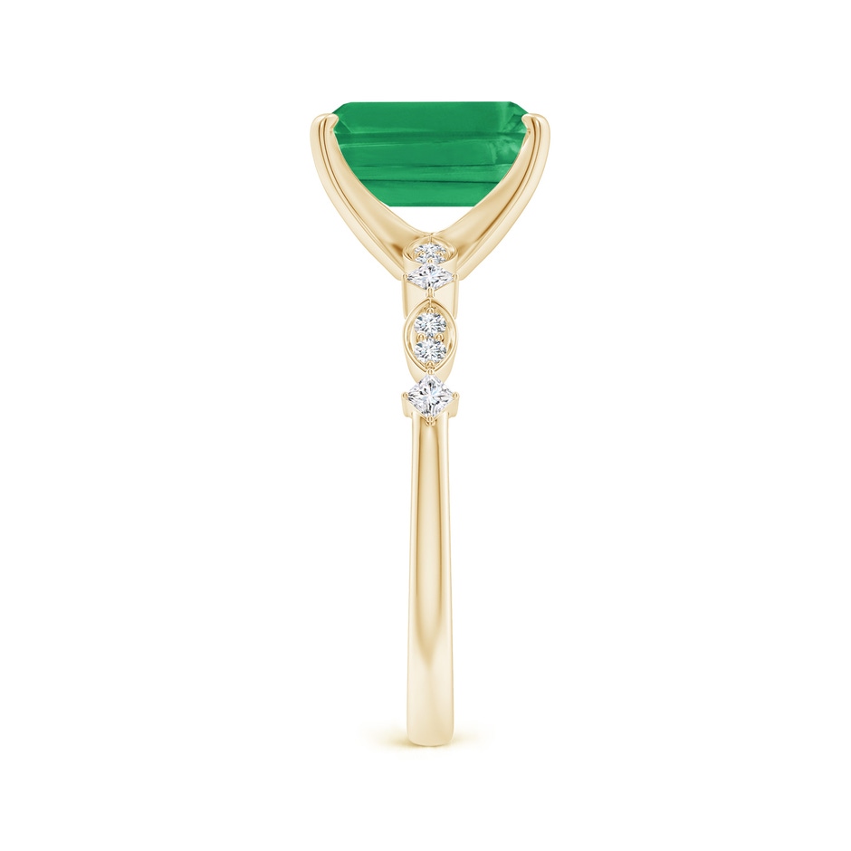 9x7mm A Emerald-Cut Emerald Engagement Ring with Marquise Motifs in Yellow Gold side 299