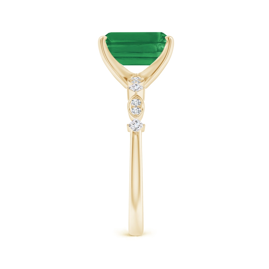 9x7mm AA Emerald-Cut Emerald Engagement Ring with Marquise Motifs in Yellow Gold side 299