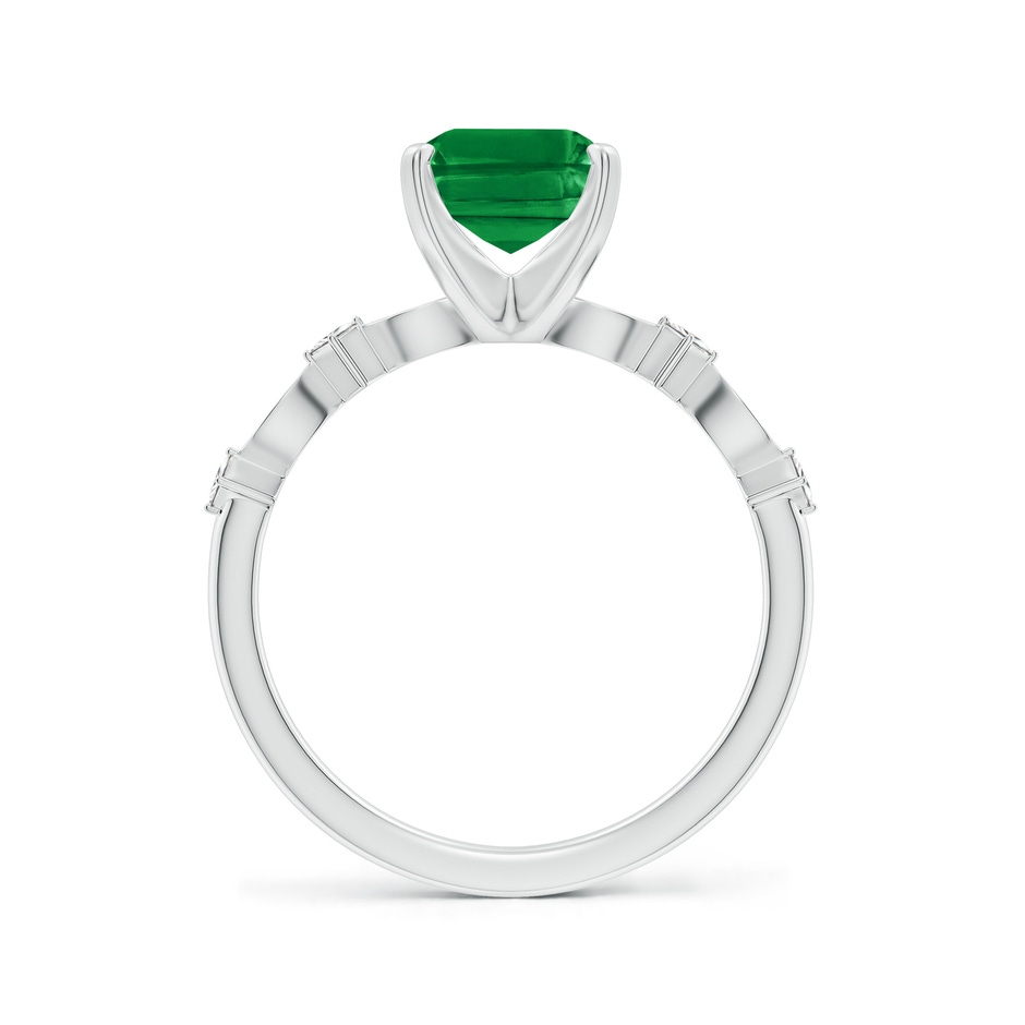 9x7mm AAA Emerald-Cut Emerald Engagement Ring with Marquise Motifs in White Gold side 199