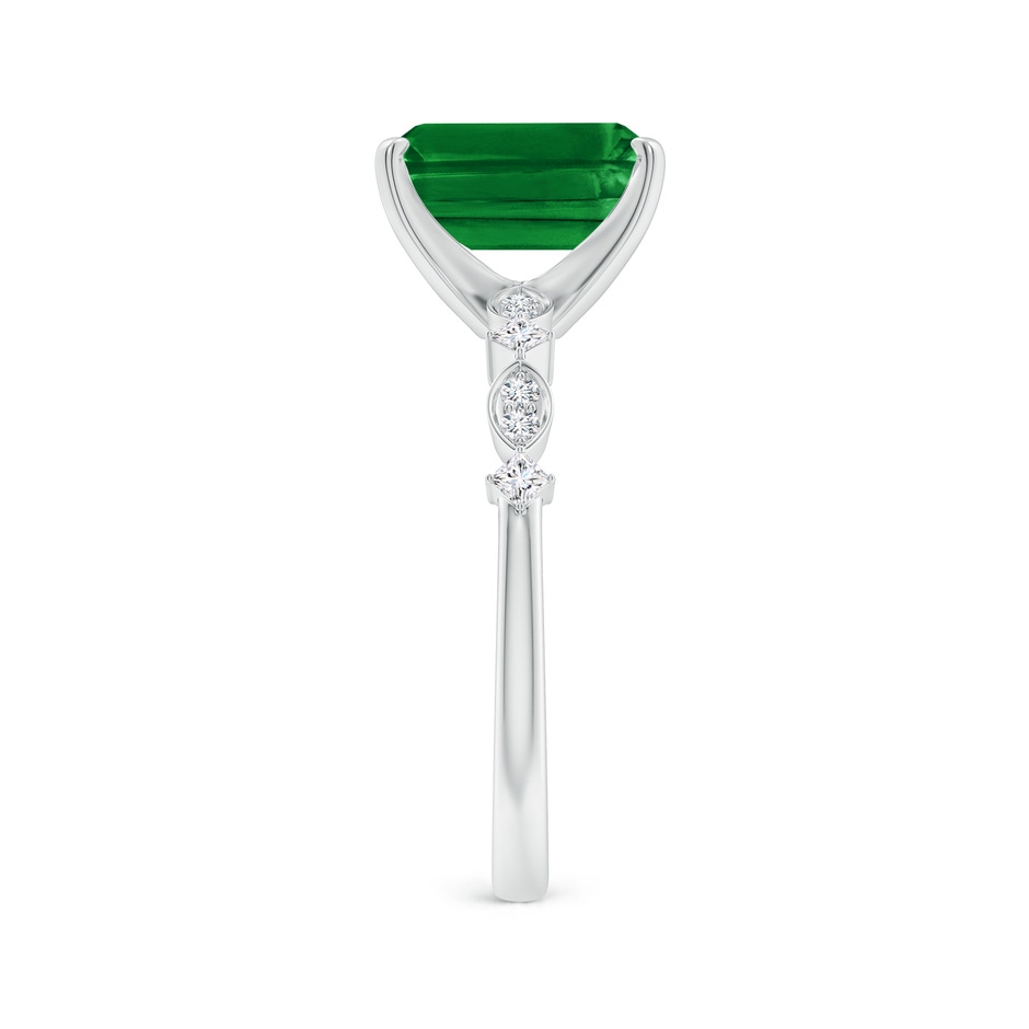 9x7mm AAAA Emerald-Cut Emerald Engagement Ring with Marquise Motifs in P950 Platinum side 299