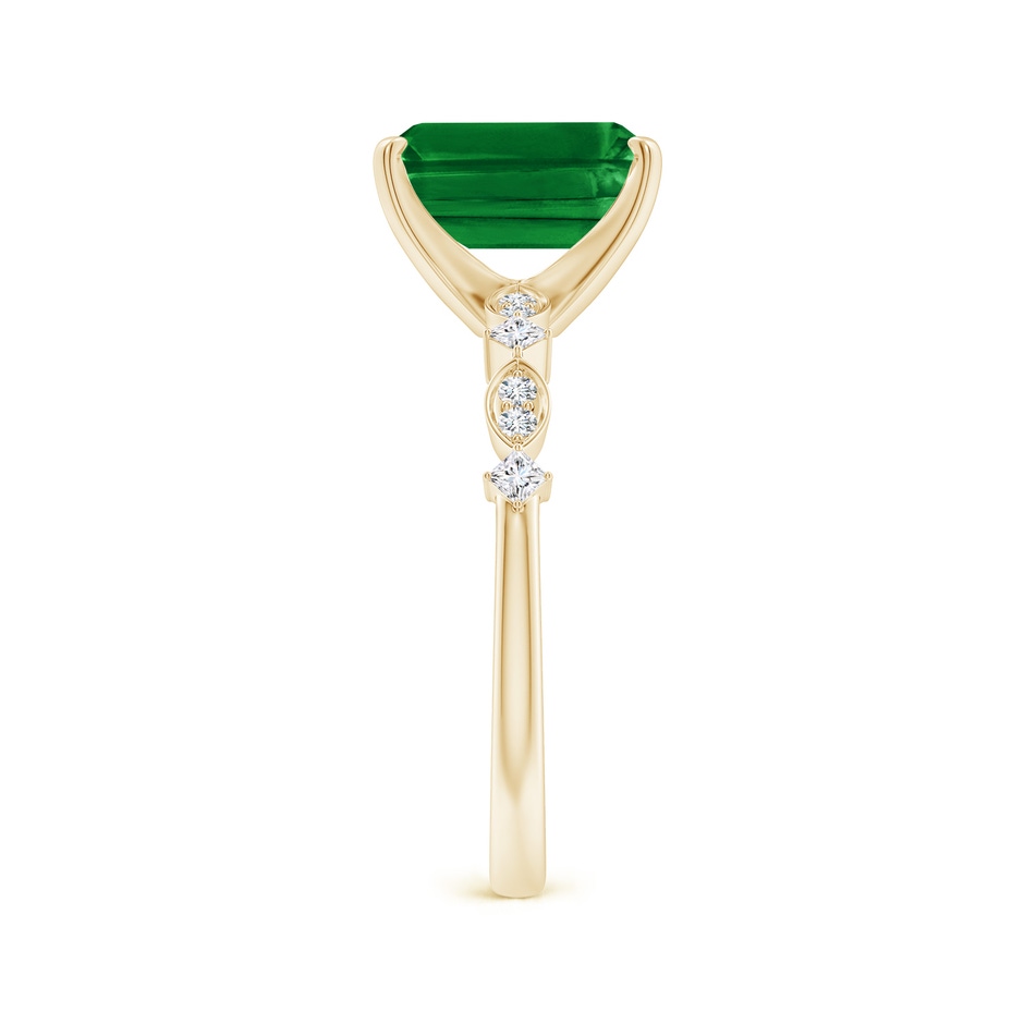 9x7mm AAAA Emerald-Cut Emerald Engagement Ring with Marquise Motifs in Yellow Gold side 299