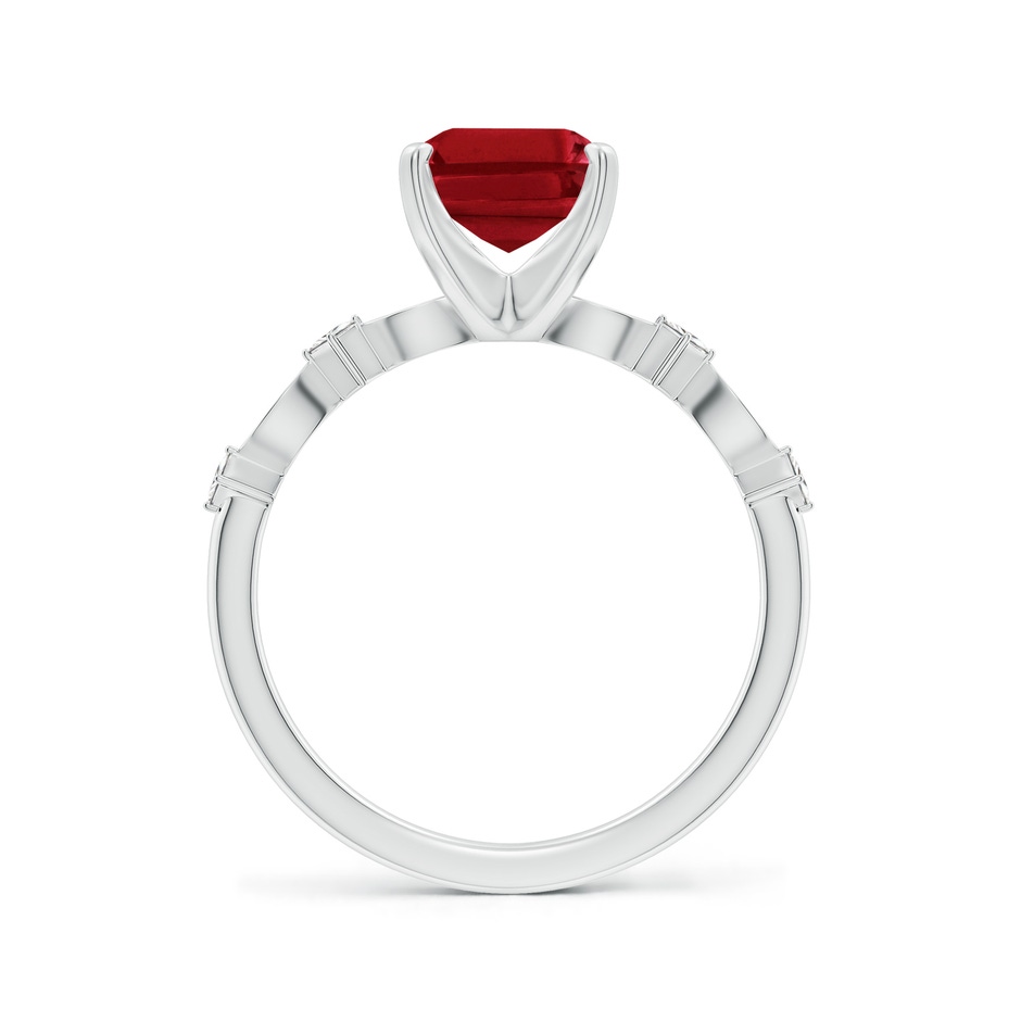 9x7mm AAA Emerald-Cut Ruby Engagement Ring with Marquise Motifs in White Gold side 199