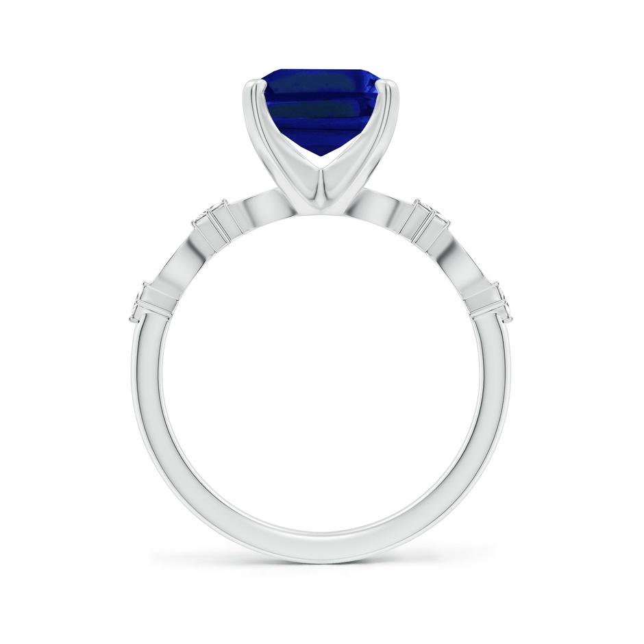 10x8mm Lab-Grown Emerald-Cut Blue Sapphire Engagement Ring with Marquise Motifs in 18K White Gold side 199