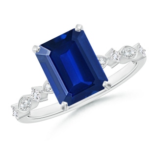 Emerald Cut Lab-Grown Lab Grown Blue Sapphire