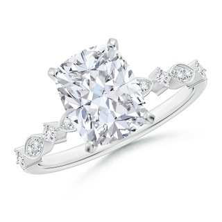 8.5x6.5mm GVS2 Cushion Rectangular Diamond Engagement Ring with Marquise Motifs in P950 Platinum