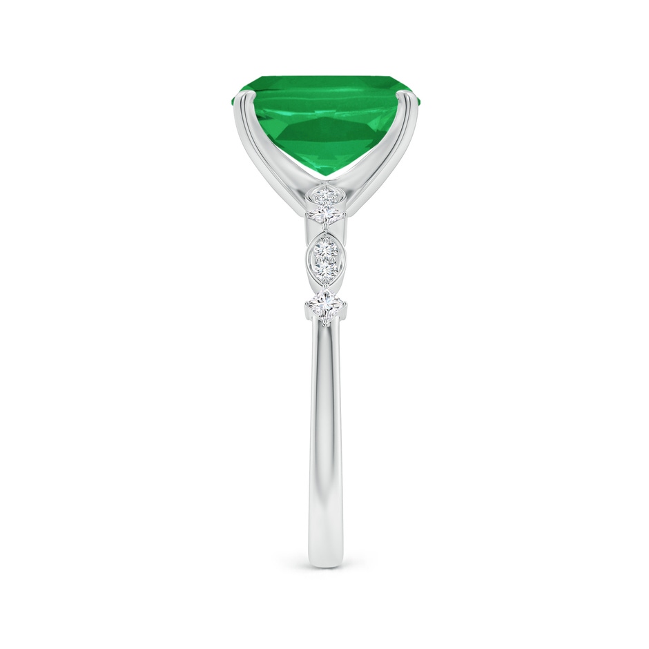 10x8mm A Cushion Rectangular Emerald Engagement Ring with Marquise Motifs in P950 Platinum side 299