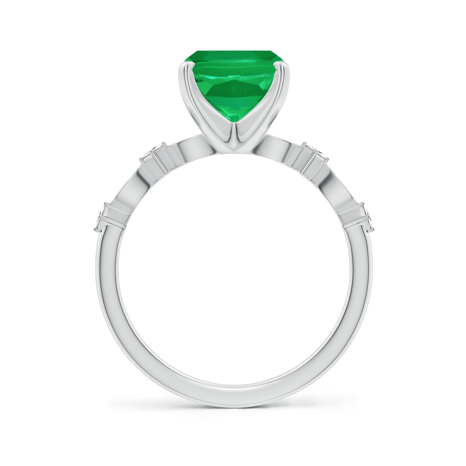 10x8mm AA Cushion Rectangular Emerald Engagement Ring with Marquise Motifs in White Gold side 199