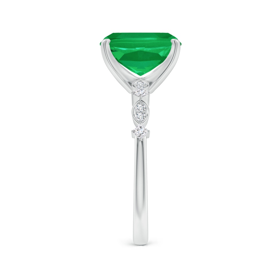 10x8mm AA Cushion Rectangular Emerald Engagement Ring with Marquise Motifs in White Gold side 299