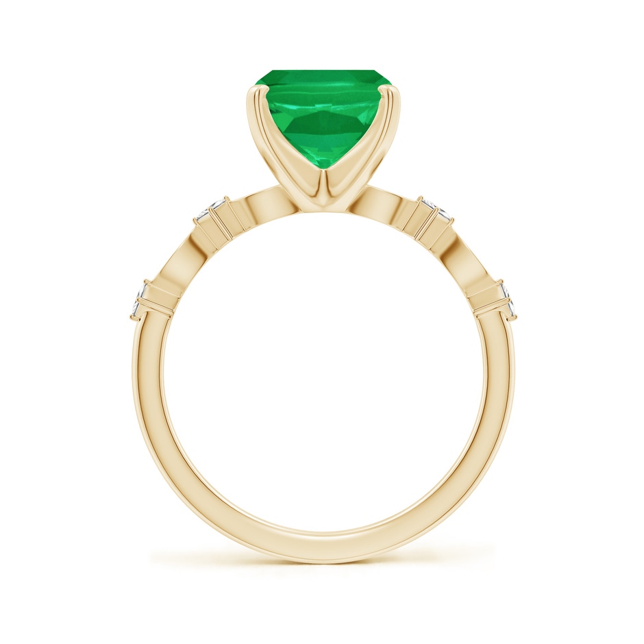 10x8mm AA Cushion Rectangular Emerald Engagement Ring with Marquise Motifs in Yellow Gold side 199
