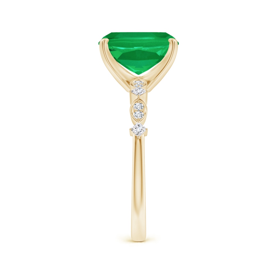 10x8mm AA Cushion Rectangular Emerald Engagement Ring with Marquise Motifs in Yellow Gold side 299