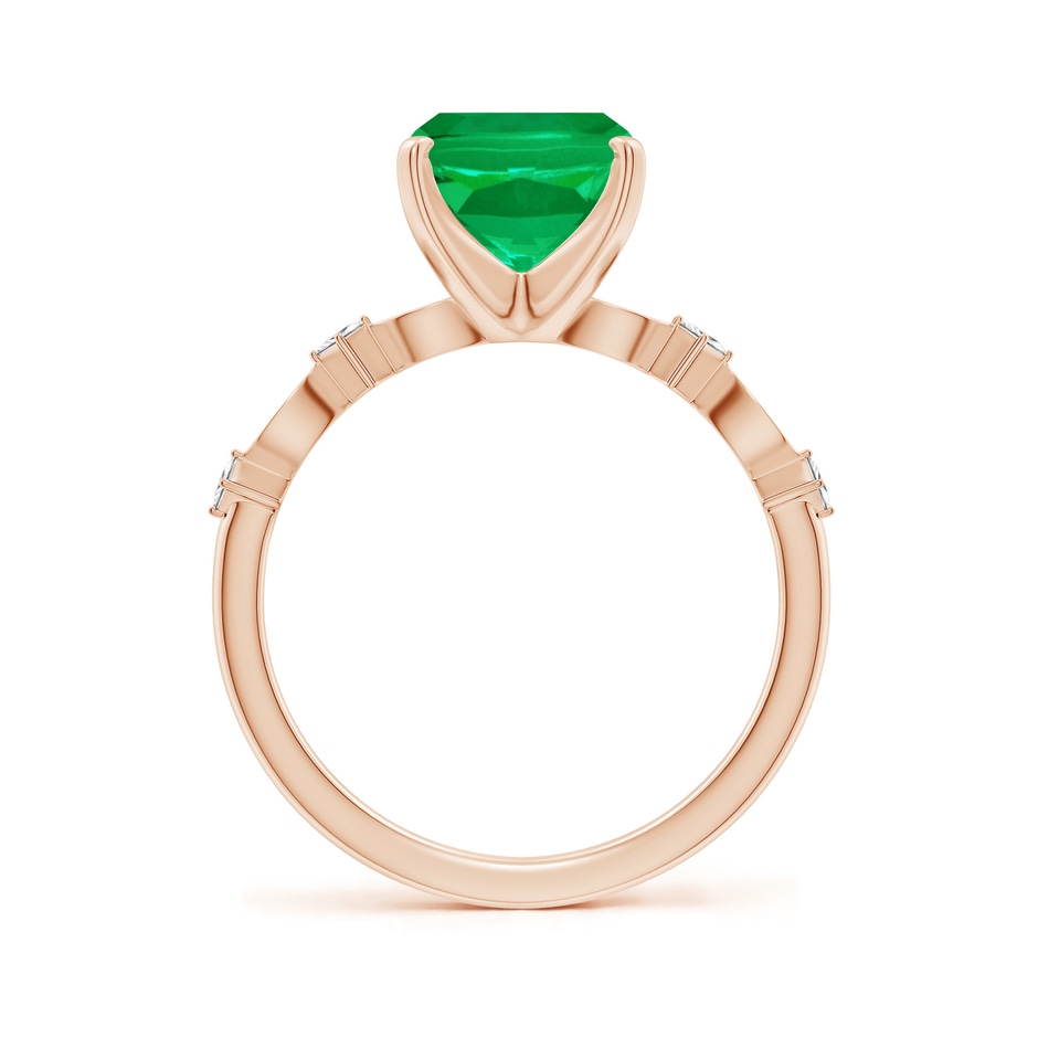 10x8mm AAA Cushion Rectangular Emerald Engagement Ring with Marquise Motifs in Rose Gold side 199