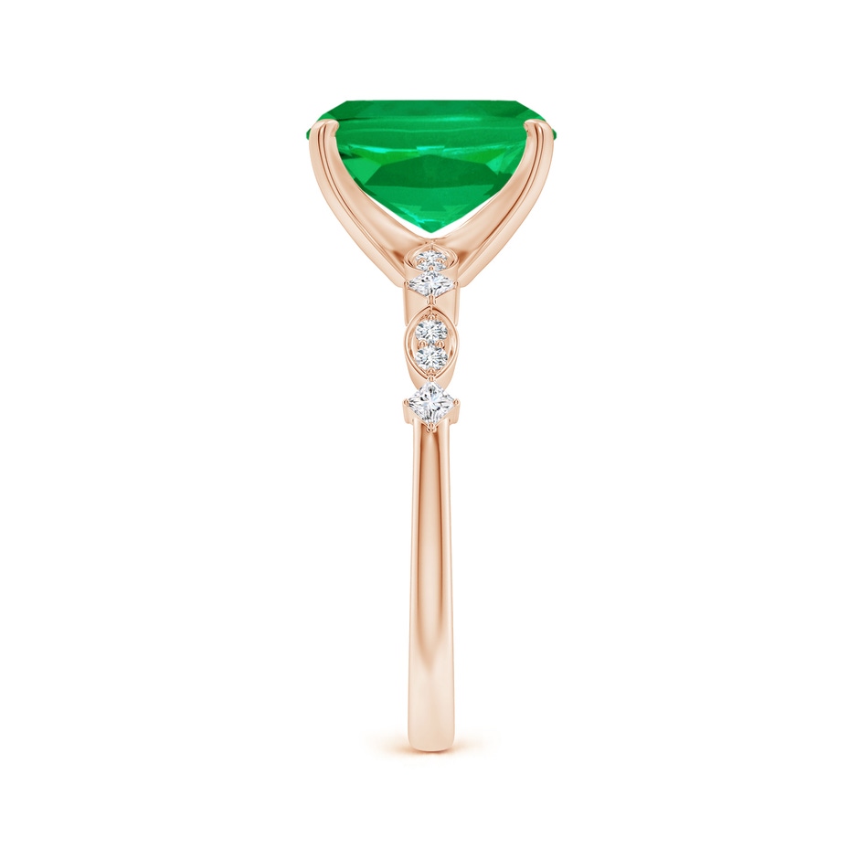 10x8mm AAA Cushion Rectangular Emerald Engagement Ring with Marquise Motifs in Rose Gold side 299