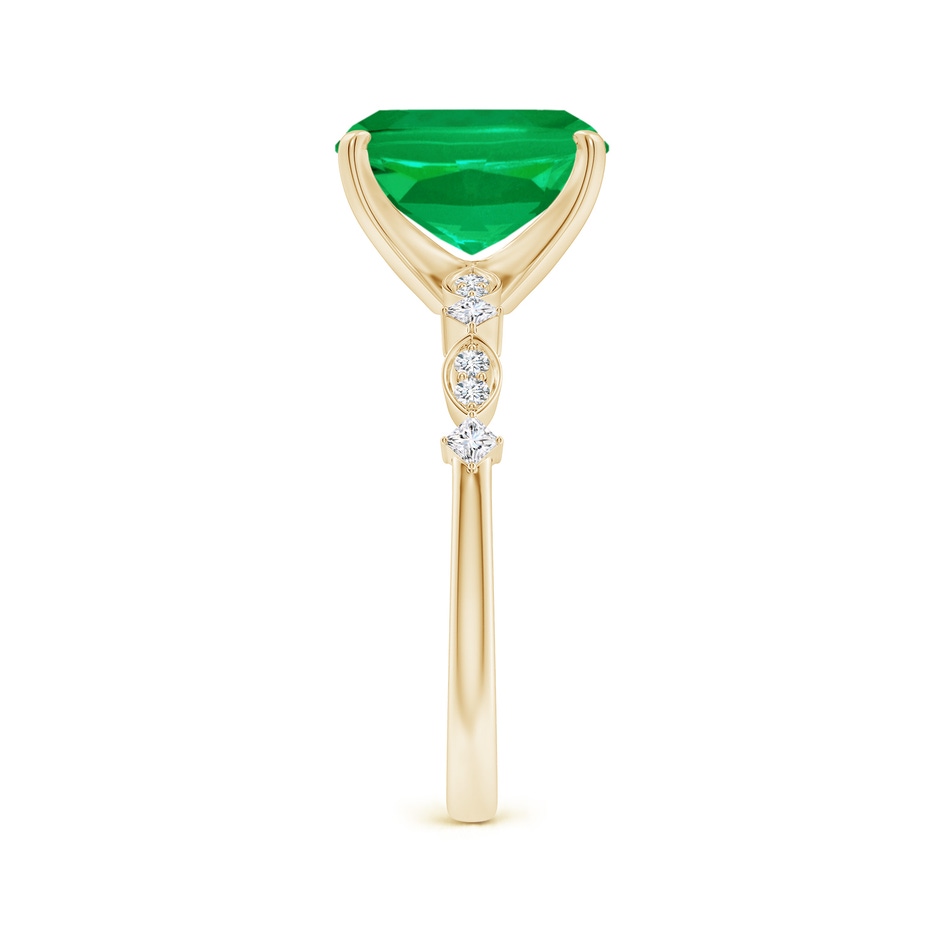 10x8mm AAA Cushion Rectangular Emerald Engagement Ring with Marquise Motifs in Yellow Gold side 299