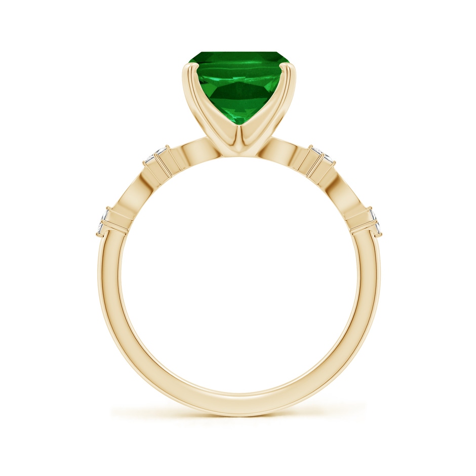 10x8mm AAAA Cushion Rectangular Emerald Engagement Ring with Marquise Motifs in Yellow Gold side 199