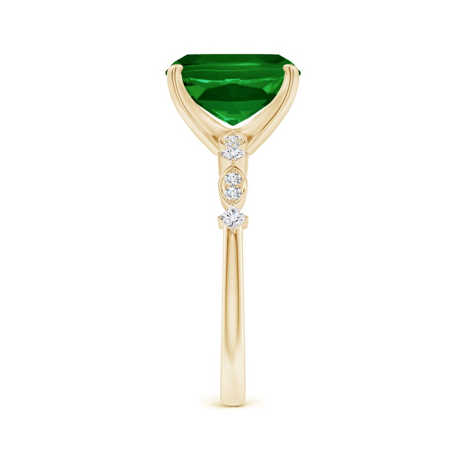 10x8mm AAAA Cushion Rectangular Emerald Engagement Ring with Marquise Motifs in Yellow Gold side 299