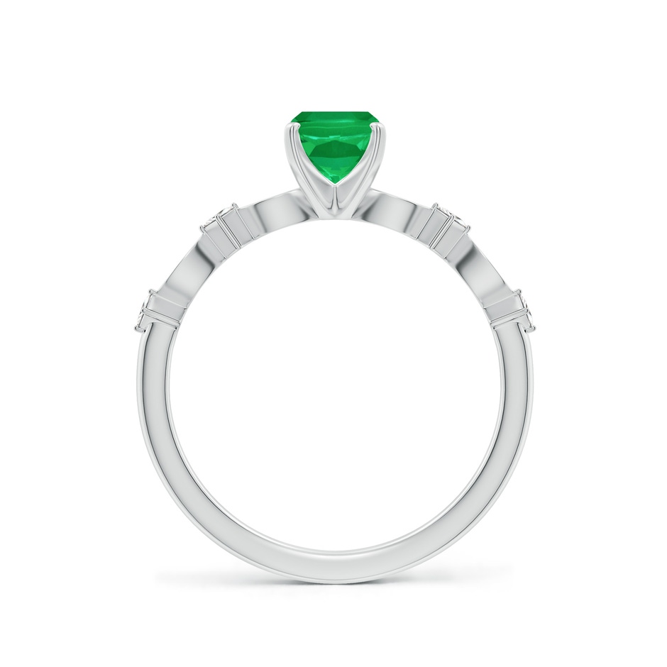 7x5mm AA Cushion Rectangular Emerald Engagement Ring with Marquise Motifs in White Gold side 199