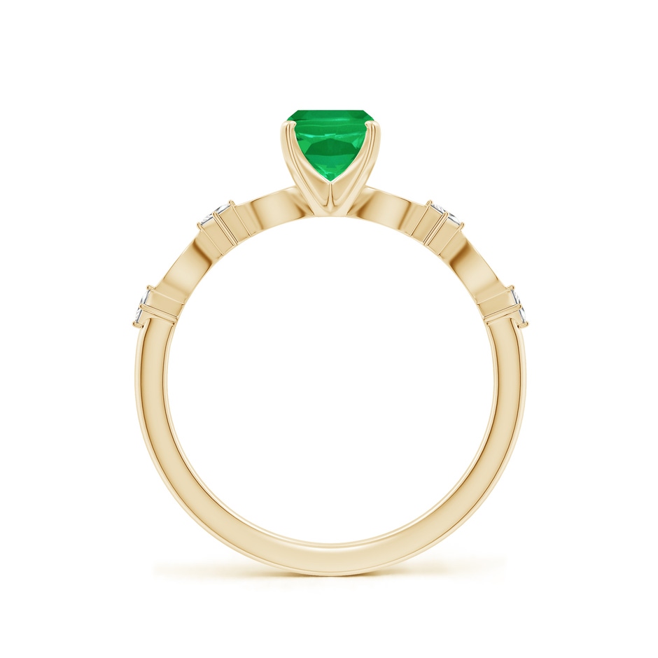 7x5mm AA Cushion Rectangular Emerald Engagement Ring with Marquise Motifs in Yellow Gold side 199