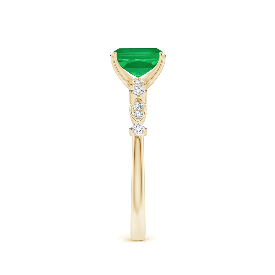 7x5mm AA Cushion Rectangular Emerald Engagement Ring with Marquise Motifs in Yellow Gold side 299