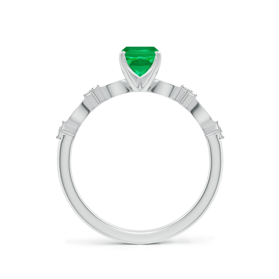 7x5mm AAA Cushion Rectangular Emerald Engagement Ring with Marquise Motifs in White Gold side 199