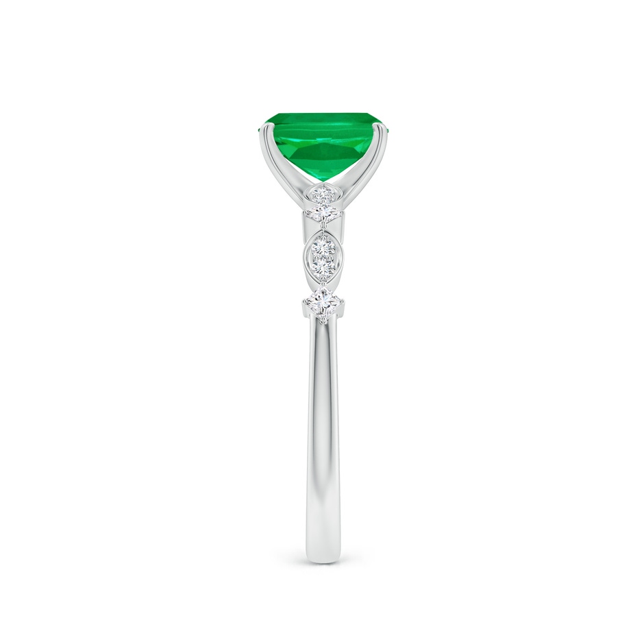 7x5mm AAA Cushion Rectangular Emerald Engagement Ring with Marquise Motifs in White Gold side 299