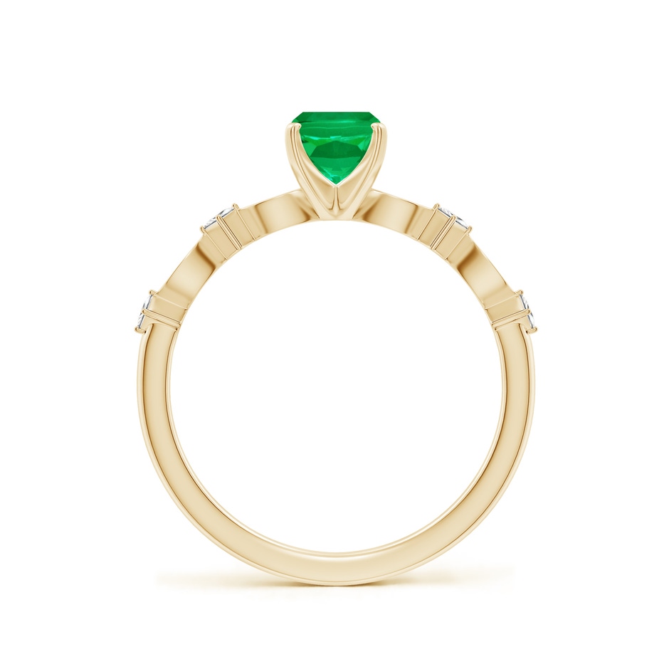 7x5mm AAA Cushion Rectangular Emerald Engagement Ring with Marquise Motifs in Yellow Gold side 199