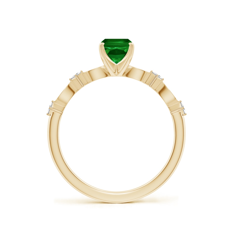 7x5mm AAAA Cushion Rectangular Emerald Engagement Ring with Marquise Motifs in 18K Yellow Gold side 199