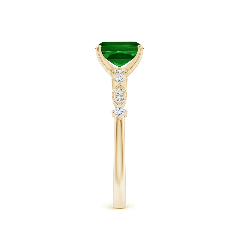 7x5mm AAAA Cushion Rectangular Emerald Engagement Ring with Marquise Motifs in 18K Yellow Gold side 299