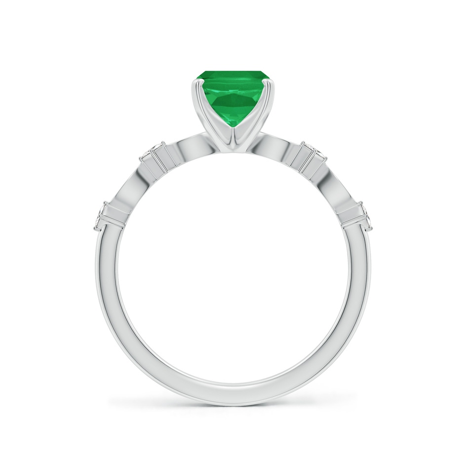 8x6mm A Cushion Rectangular Emerald Engagement Ring with Marquise Motifs in P950 Platinum side 199