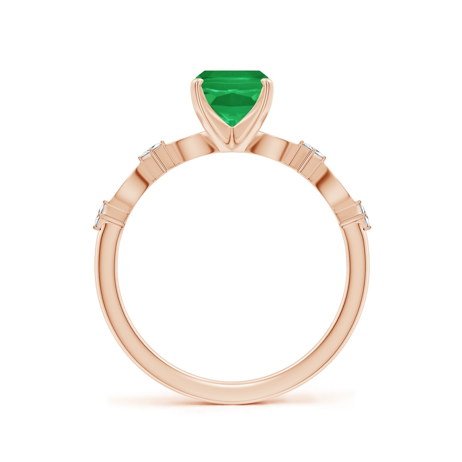 8x6mm A Cushion Rectangular Emerald Engagement Ring with Marquise Motifs in Rose Gold side 199