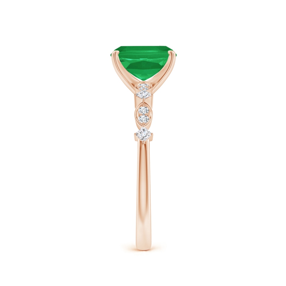 8x6mm A Cushion Rectangular Emerald Engagement Ring with Marquise Motifs in Rose Gold side 299