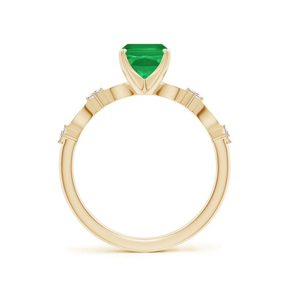 8x6mm A Cushion Rectangular Emerald Engagement Ring with Marquise Motifs in Yellow Gold side 199