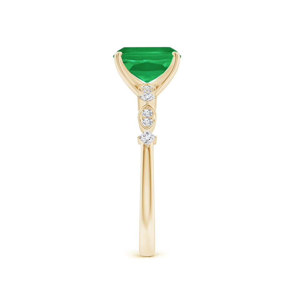 8x6mm A Cushion Rectangular Emerald Engagement Ring with Marquise Motifs in Yellow Gold side 299