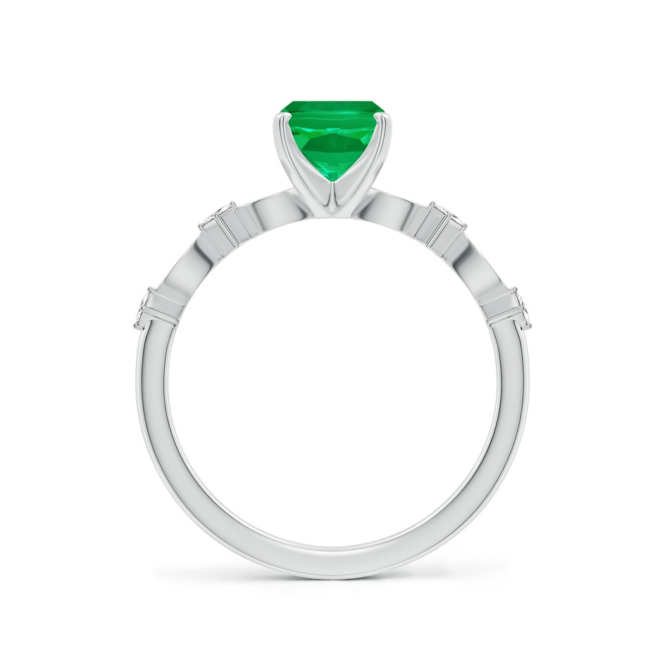 8x6mm AAA Cushion Rectangular Emerald Engagement Ring with Marquise Motifs in White Gold side 199