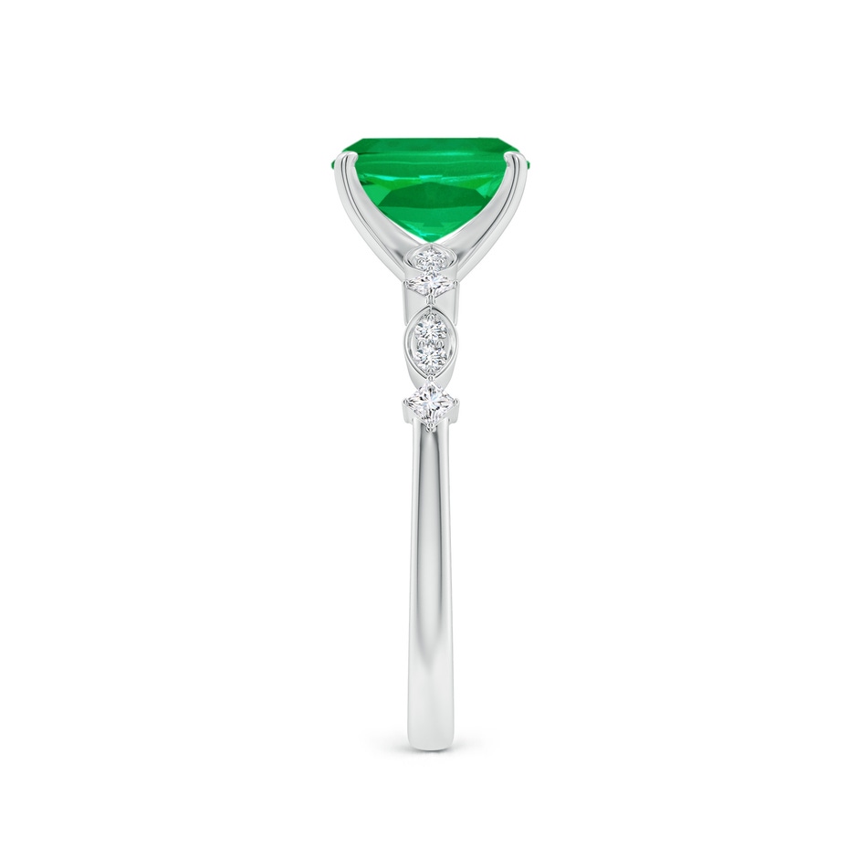 8x6mm AAA Cushion Rectangular Emerald Engagement Ring with Marquise Motifs in White Gold side 299