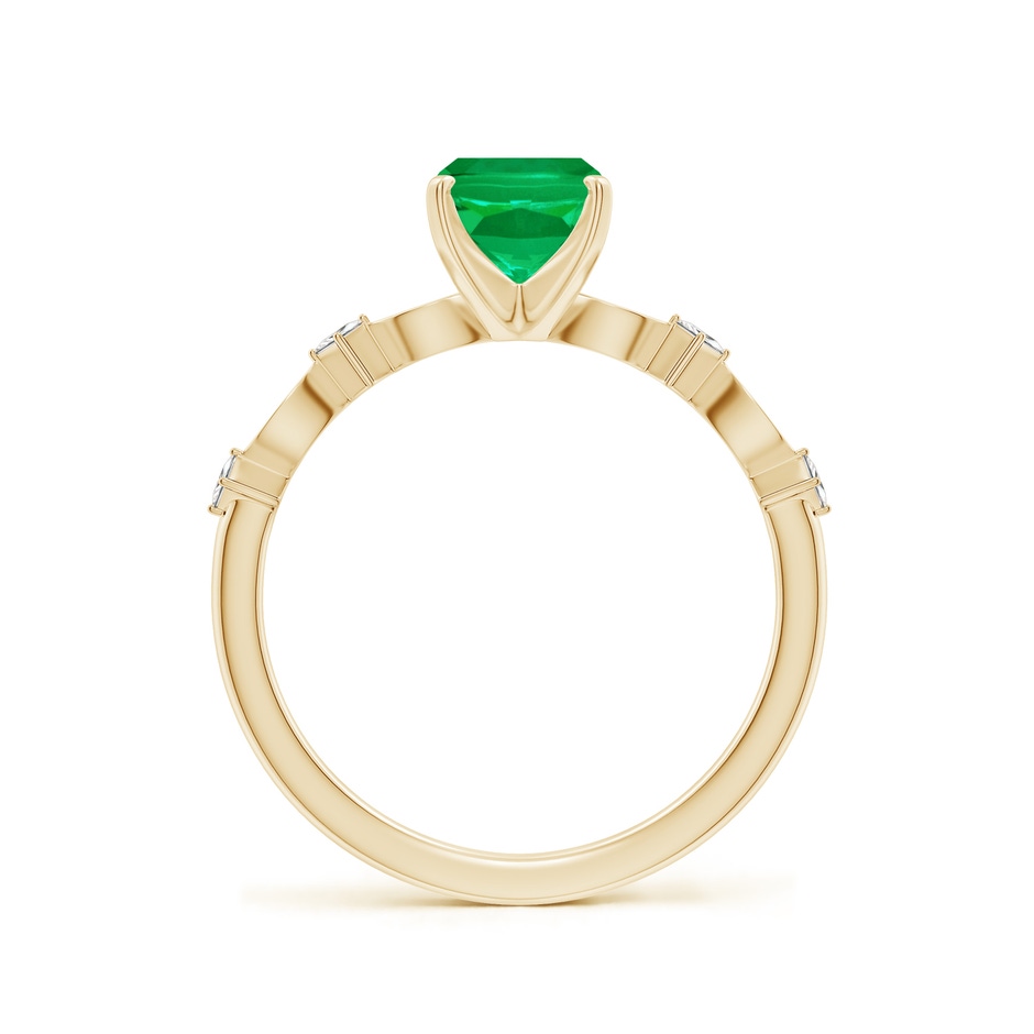 8x6mm AAA Cushion Rectangular Emerald Engagement Ring with Marquise Motifs in Yellow Gold side 199
