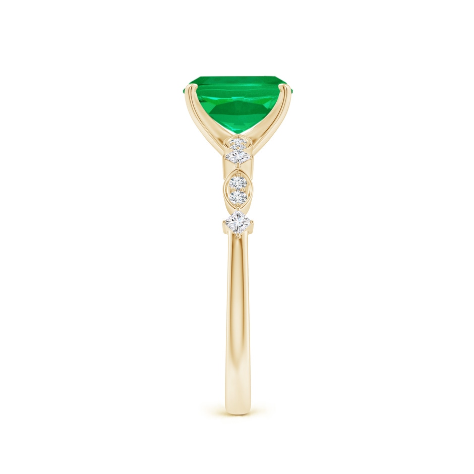 8x6mm AAA Cushion Rectangular Emerald Engagement Ring with Marquise Motifs in Yellow Gold side 299